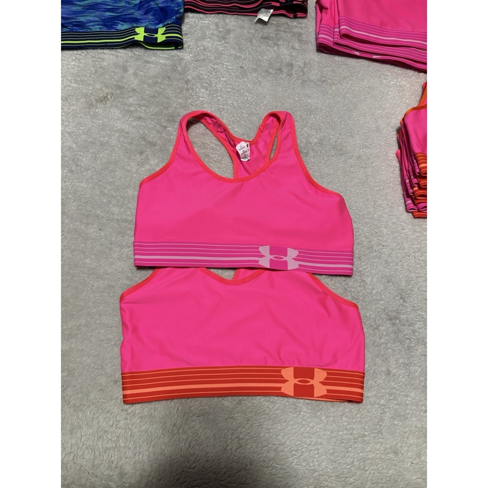 New Under Armour Women's Lot Of 2 Pink Sports Bras Paddles Size Medium Bundle